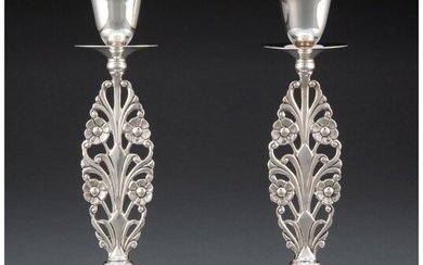 61073: A Pair of Tiffany & Co. Silver Candlesticks, New