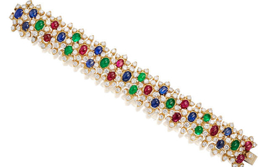 A Ruby, Sapphire, Emerald and Diamond Bracelet