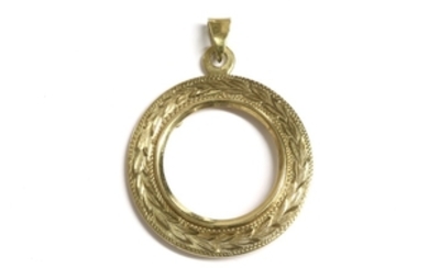A 9ct gold circular coin mount