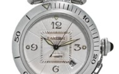 CARTIER | A WHITE GOLD AUTOMATIC CENTER SECONDS WRISTWATCH WITH DATE REF 2353 PASHA CIRCA 2000
