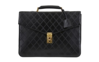 Chanel Black Briefcase Bag, c. 1989-91, quilted leather