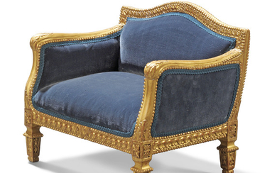 A LATE LOUIS XV OR EARLY LOUIS XVI GILTWOOD TABOURET DE PIED, CIRCA 1770, POSSIBLY NORTH ITALIAN