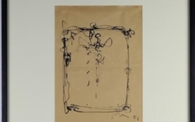 Lucio Fontana 1899-1968 Abstract Ink Art Painting