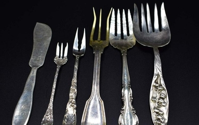 SIX STERLING SILVER SERVING PIECES