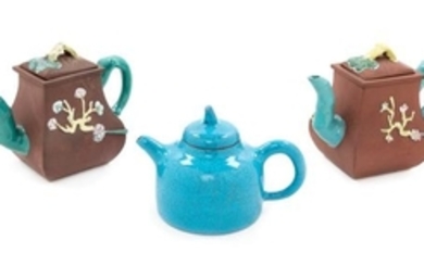 Three Chinese Yixing Pottery Teapots