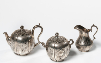Three-piece Coin Silver Tea Service