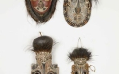 Three spirit masks Tambanum Village, Sepik River