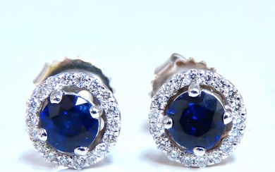 .92ct Natural Sapphire Diamond Earrings 14kt Cluster Halo Prime