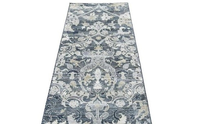 Hand-Knotted Silk With Oxidized Wool Runner Hunting