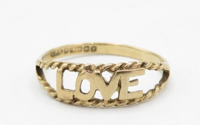 9ct gold 'love' openwork dress ring (1.8g) MISHAPEN - AS SEE...