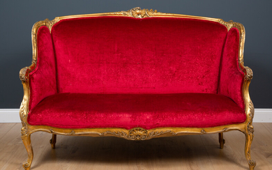 A 19th century French style gilt framed small sofa