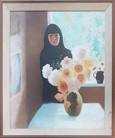 A 20th Century Oil on Canvas of a Woman by Fitzsimons. Signe...
