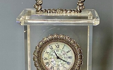 A BUCCELLATI STERLING SILVER AND CRYSTAL CLOCK.