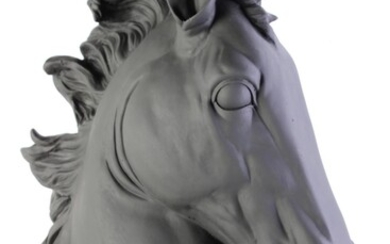A Black Painted Plaster Horse Head (H:63cm)