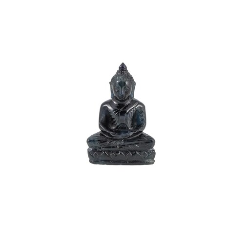 A CARVED STONE ORNAMENT, of Buddha