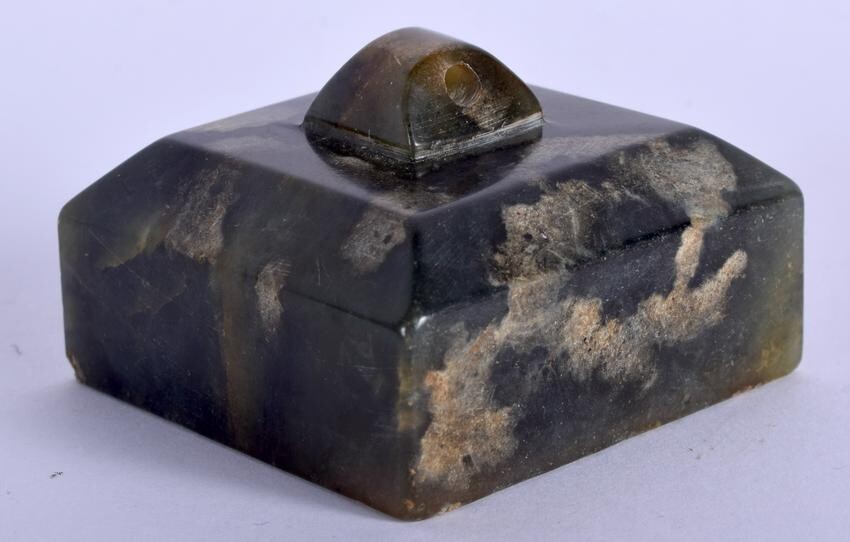 A CHINESE JADE SOAPSTONE SEAL. 4.75 cm square.