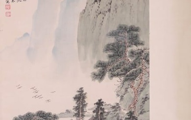 A CHINESE LANDSCAPE PAINTING ON PAPER, HANGING SCROLL, XIE ZHILIU MARK