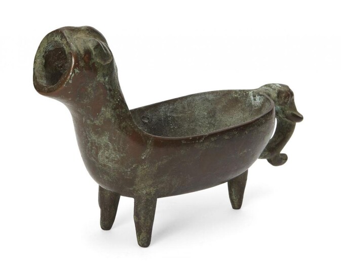 A Chinese bronze archaistic zoomorphic pouring vessel, late Qing dynasty,...