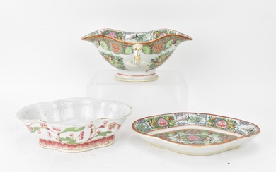 A Chinese canton famille rose circa 1900 twin handled...