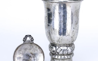 A Danish Silvery Metal Vase and a Danish Silver...
