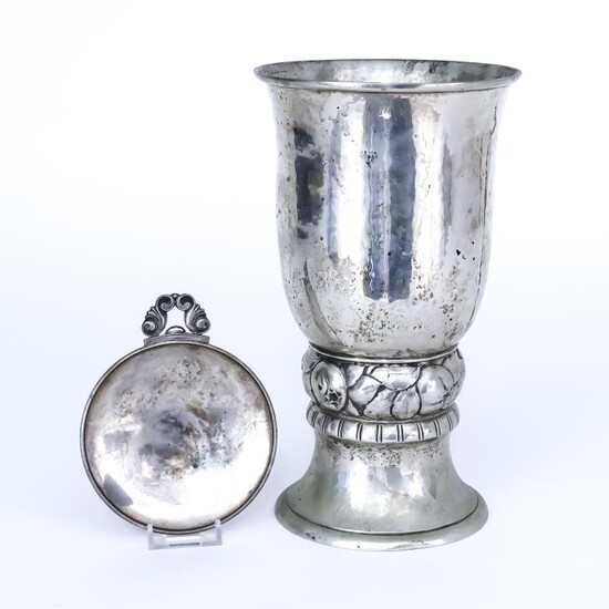 A Danish Silvery Metal Vase and a Danish Silver...