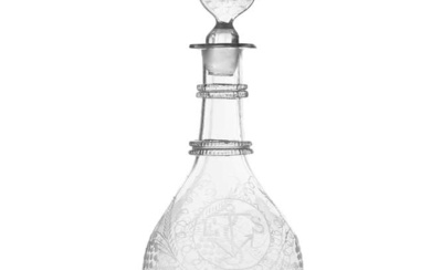 A FULL-SIZE BLOWN AND MOULDED OVOID SHAPED DECANTER c.1800,...