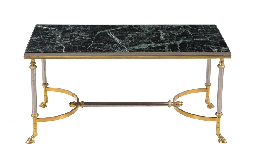 A French Verde Antico marble topped coffee table