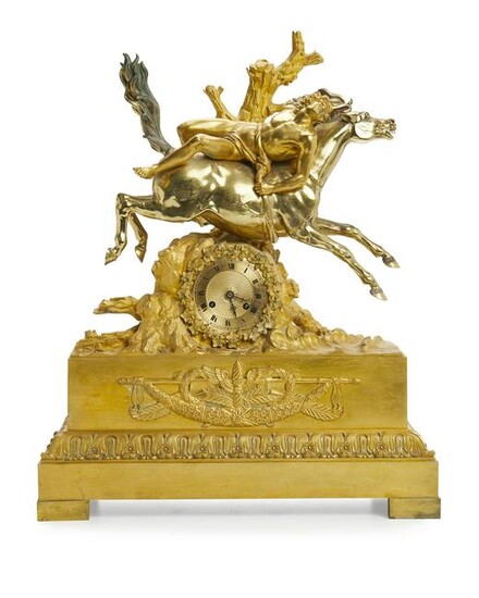 A French silvered and gilt-bronze clock