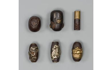 A GROUP OF SIX MIXED METAL OJIME
