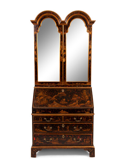 A George III Lacquered and Japanned Secretary
