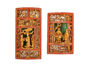 A Group of Carved Chinese Figures and Panels