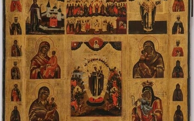 A LARGE AND IMPRESSIVE RUSSIAN ICON 19TH CENTURY