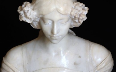 A LATE 19C. ITALIAN MARBLE AND ALABASTER BUST