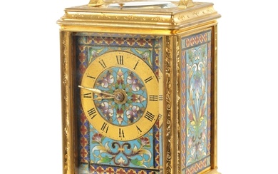 A LATE 19TH CENTURY FRENCH CHAMPLEVE ENAMEL AND GILT BRASS E...