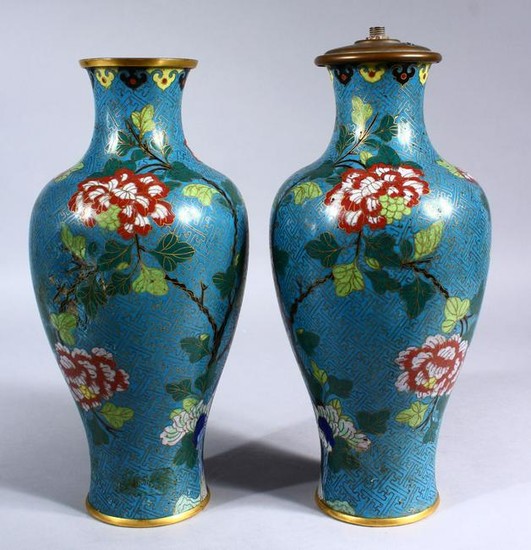 A PAIR OF 19TH / 20TH CENTURY CHINESE CLOISONNE VASES