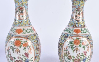 A PAIR OF 19TH CENTURY CHINESE FAMILLE ROSE STRAITS PORCELAIN VASES Qing, painted with flowers. 19 c