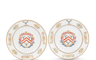 A PAIR OF ARMORIAL DISHES FOR THE IRISH MARKET Circa...