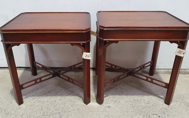 A PAIR OF MAHOGANY SIDE TABLES