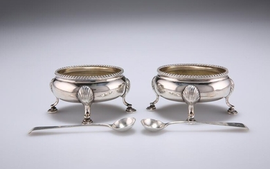 A PAIR OF VICTORIAN SILVER SALTS, by Edward Charles
