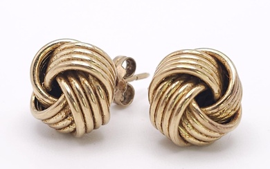 A Pair of 9k Yellow Gold Knot Stud Earrings....