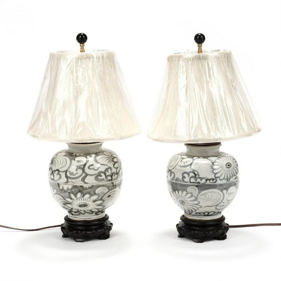 A Pair of Chinese Porcelain Table Lamps