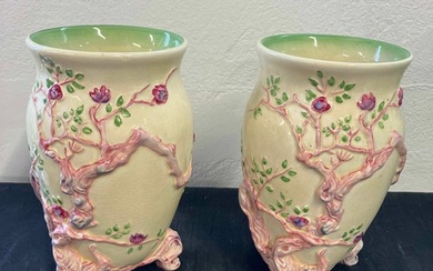A Pair of Clarice Cliff Newport Pottery vases, 'Indian Tree'...