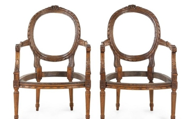 A Pair of Louis XVI Style Fauteuil Frames