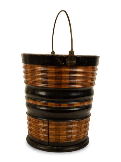 A Regency Brass Bound Wood Peat Bucket