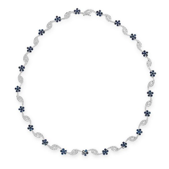 A SAPPHIRE AND DIAMOND NECKLACE comprising of