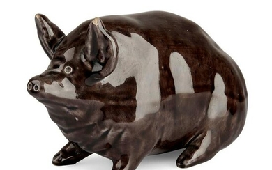 A SMALL AND RARE WEMYSS WARE PIG CIRCA 1900 covered in