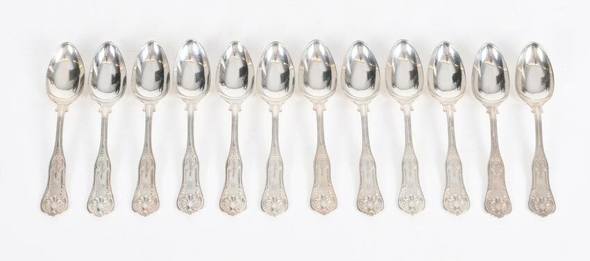A Set of Twelve Spoons, Kings Pattern Tiffany