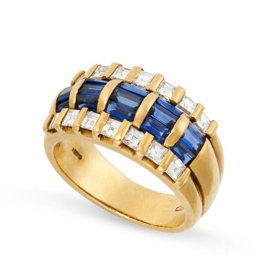 A VINTAGE SAPPHIRE AND DIAMOND DRESS RING in 18ct
