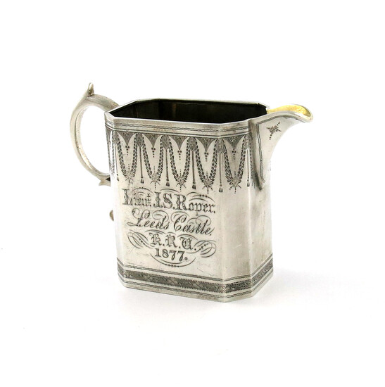 A Victorian silver regimental cream jug