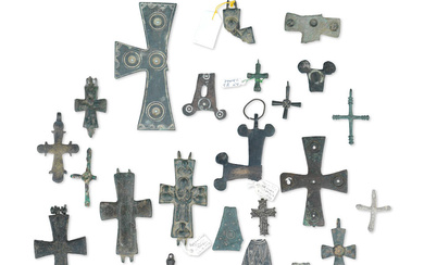 A collection of Byzantine bronze crosses Circa 6th to 13th...
